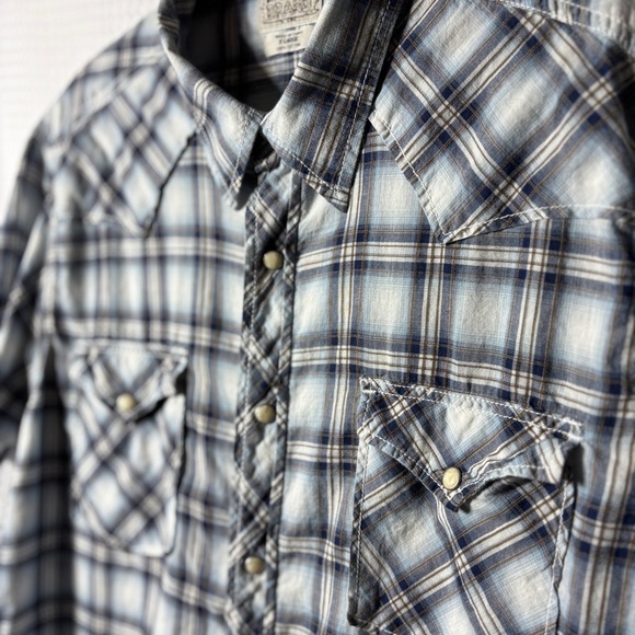 Lucky Brand Classic Western pearl snap Short Sleeve Shirt Size XL - Picture 3 of 5